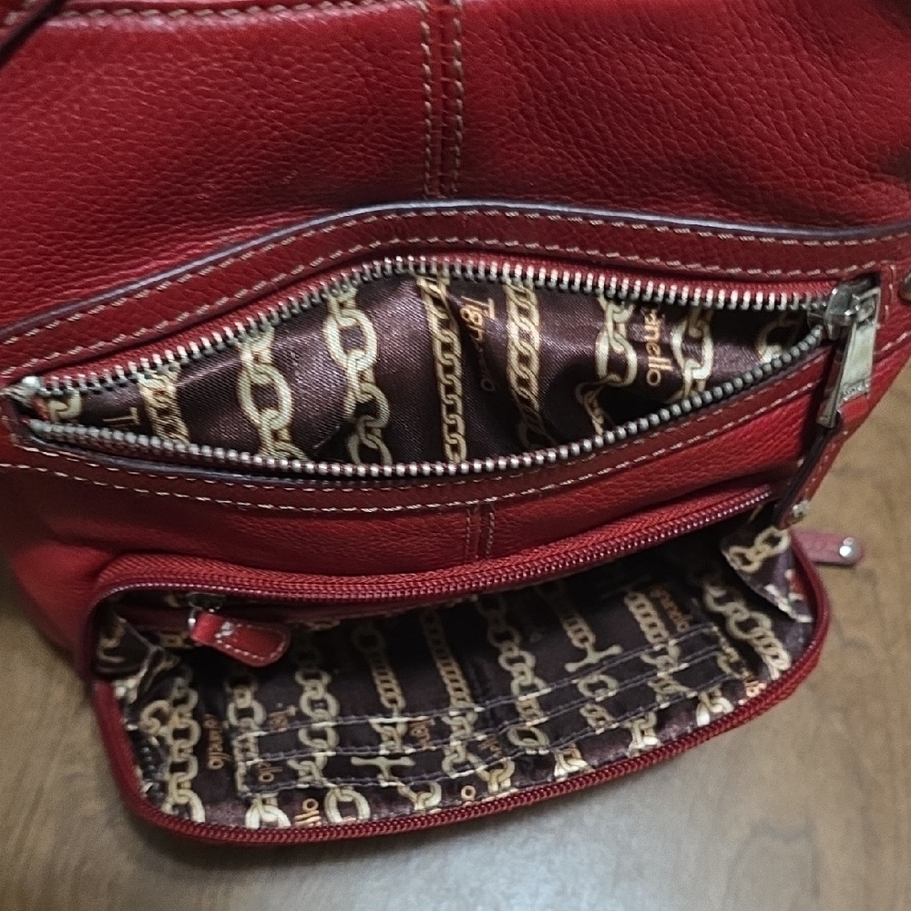 Tignanello Chic Red Leather Crossbody Bag‎ Lightweight Casual Small Bag - Picture 11 of 16
